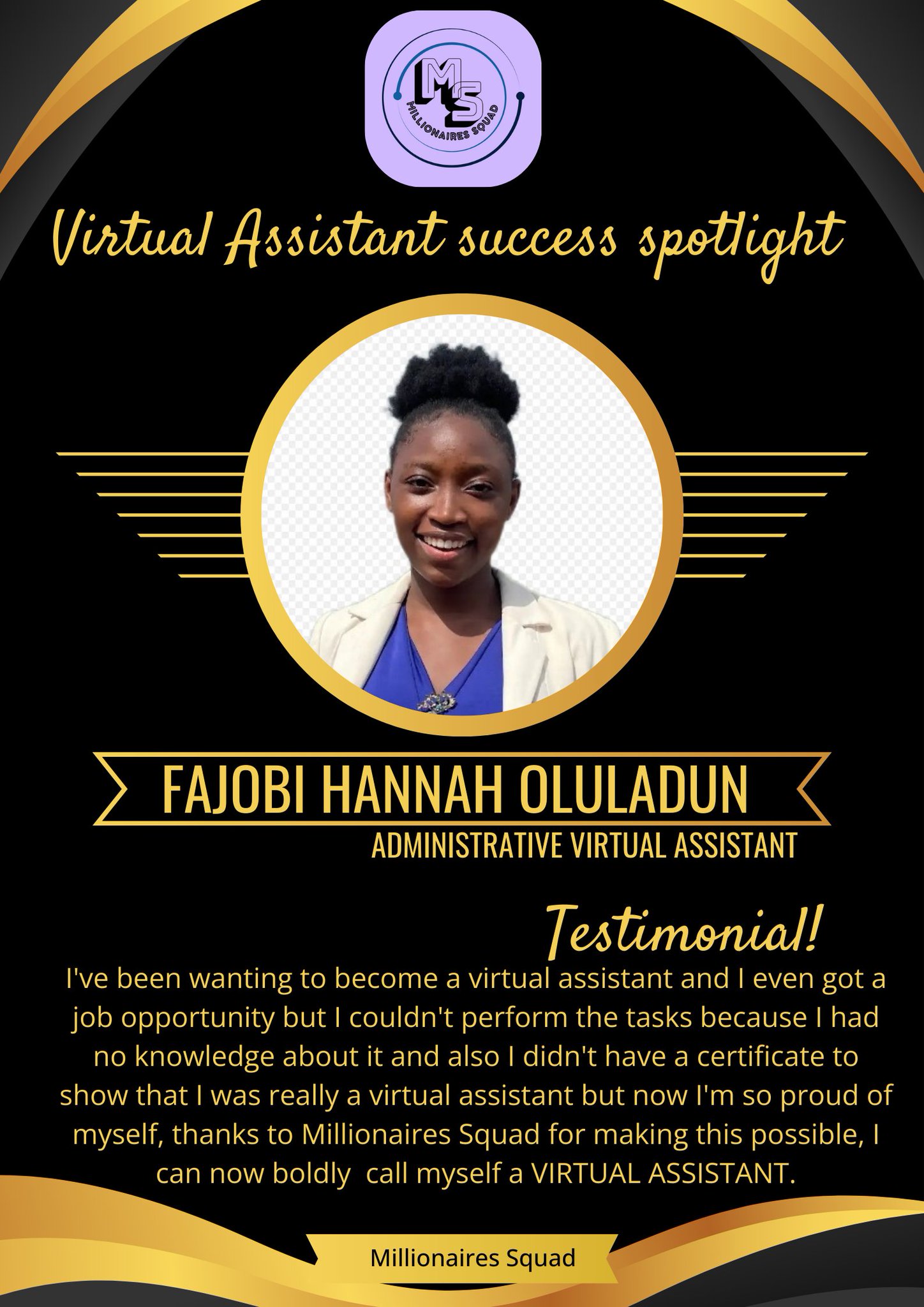 Testimonial from Fajobi Hannah Oluladun